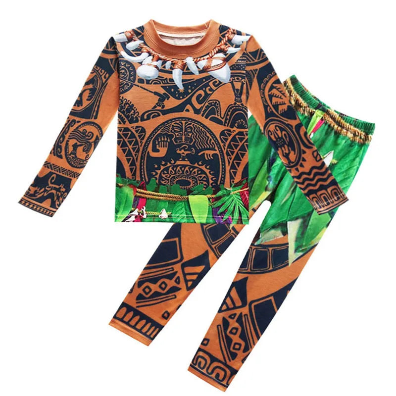 Moana Maui Costume Casual T Shirts and Pants Halloween