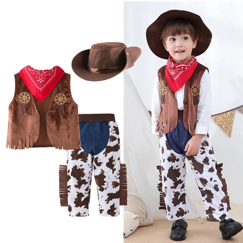 Cowboy Costume For Kids 4pcs Suit