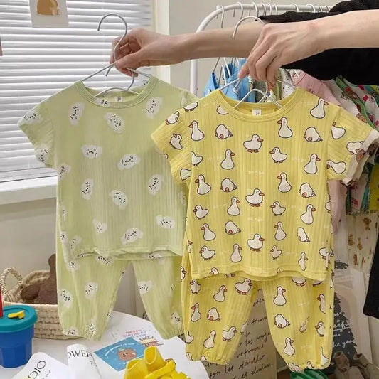 Korean-style Printed Cartoon Pajamas Short Set