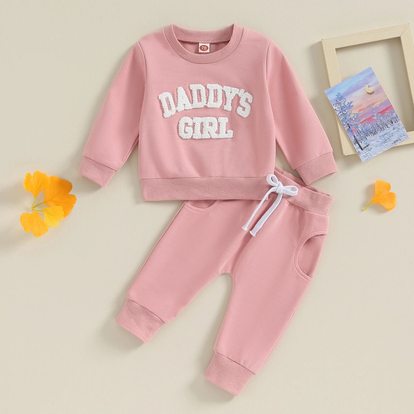 0-3Y Letter Embroidery Long Sleeve Casual Sets