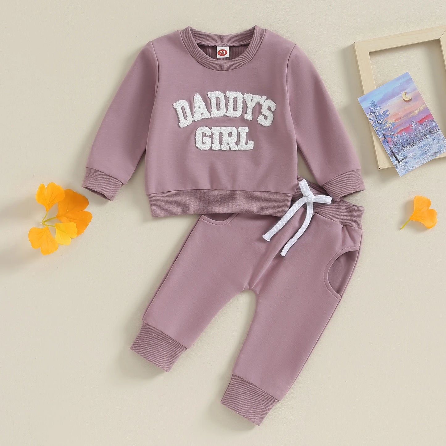 0-3Y Letter Embroidery Long Sleeve Casual Sets