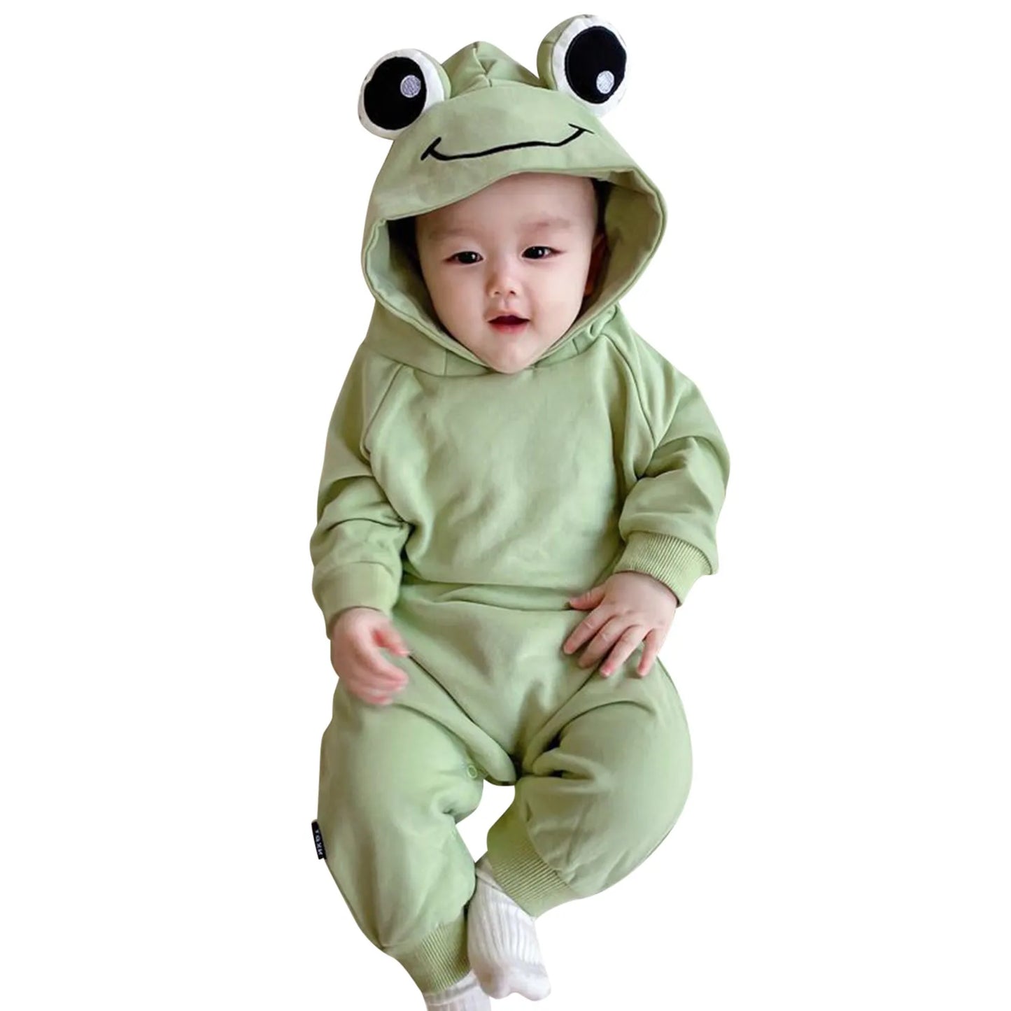 Knitted Animal Jumpsuit 3D Frog Hooded