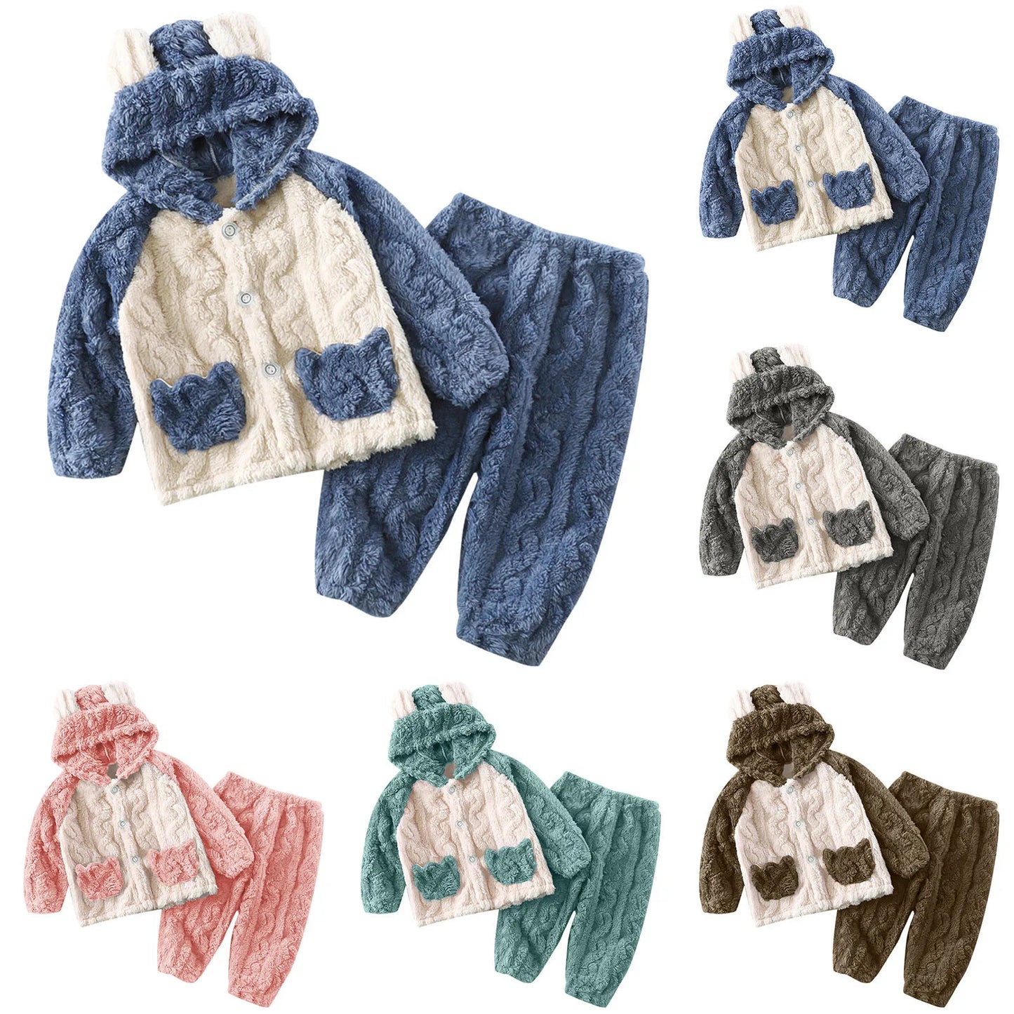 Toddler Winter Long Sleeve Patchwork 2pcs Outfits