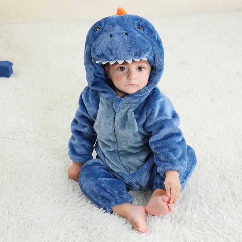 Baby Rompers Winter Costume Flannel Hooded