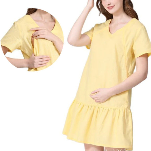 Summer Maternity Nursing Invisible Zipper Dress