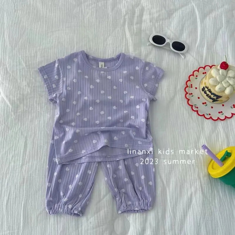 Korean-style Printed Cartoon Pajamas Short Set