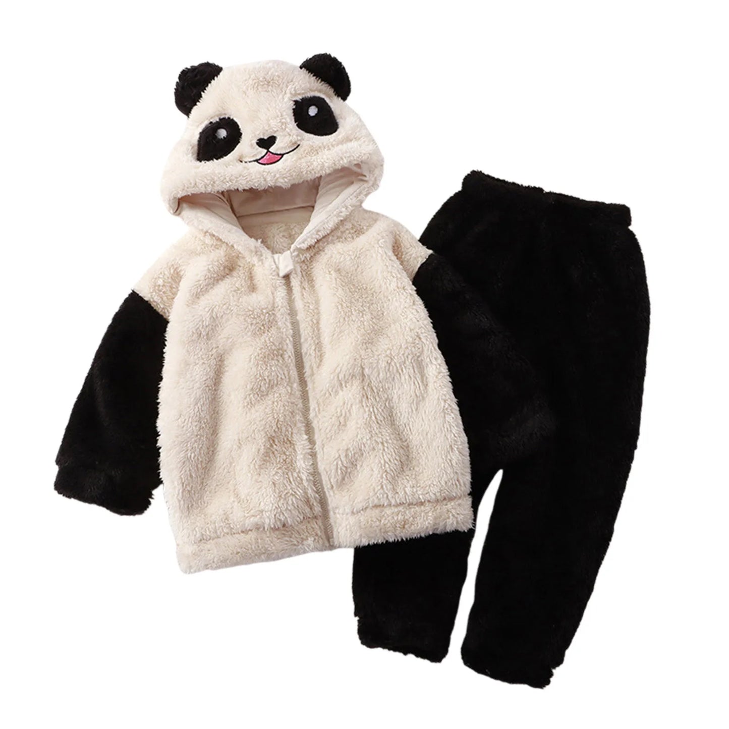 Girls Long Sleeve Panda Fleece Hoodie 2pcs