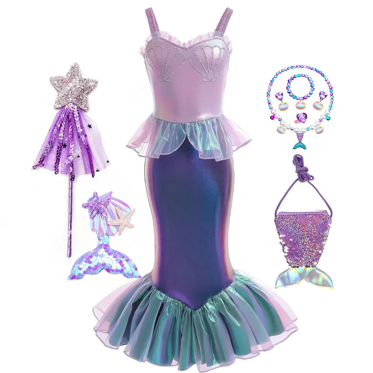 Ariel Siren Apparel Summer Beach Princess Mermaid Costume