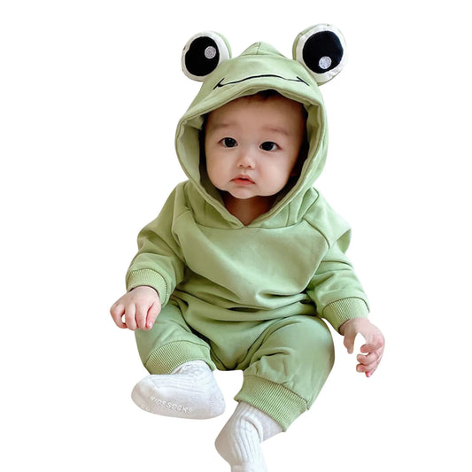 Knitted Animal Jumpsuit 3D Frog Hooded