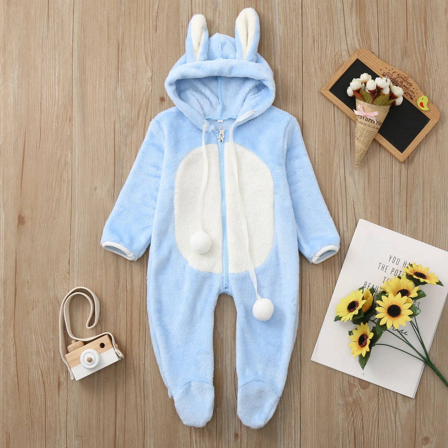 Newborn Clothing Jumpsuit Cute Rabbit Ear Hooded