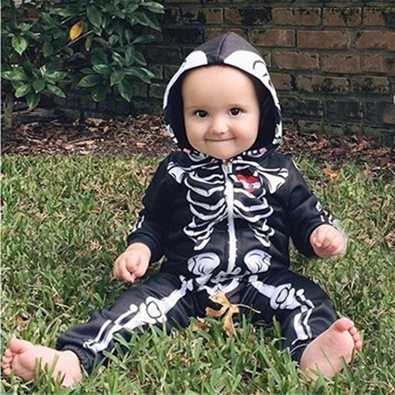 Baby Skeleton Costume Romper Outfit Hoodie Jumpsuit