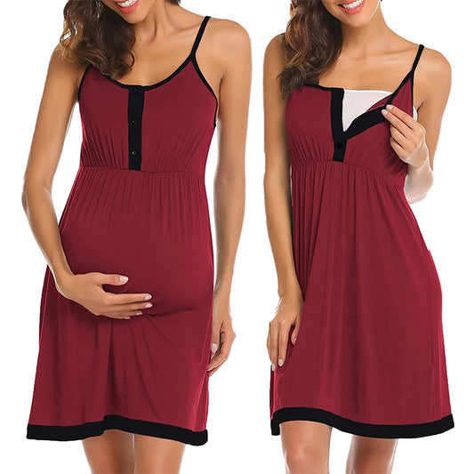 Maternity Dresses Sling Buttons Feeding Casual