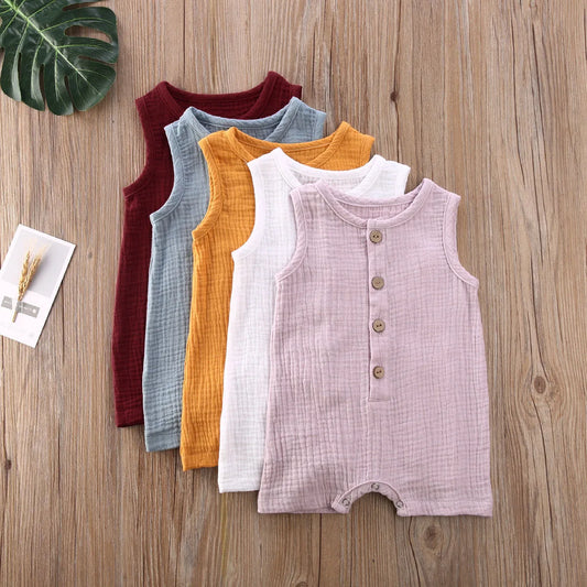 Single Breasted Clothes Sleeveless Button Solid Color