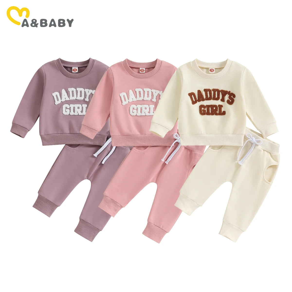 0-3Y Letter Embroidery Long Sleeve Casual Sets